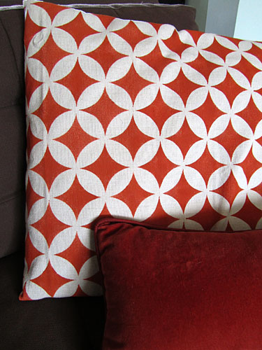 fabric stenciled pillows