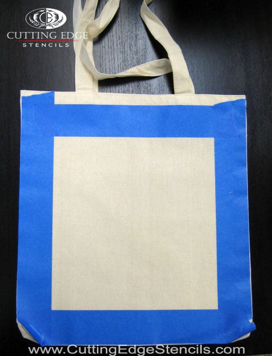 tape out tote bag for stencil project