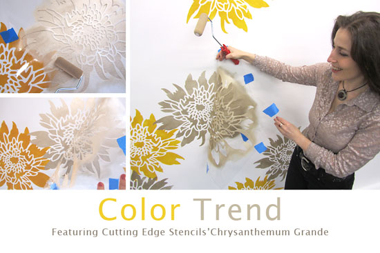 Color Trends featuring flower wall stencil