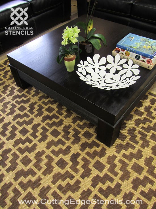 DIY stenciled sisal rug for home decor