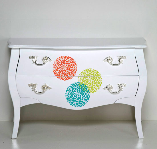 DIY Flower Stencil Dresser for House and Home
