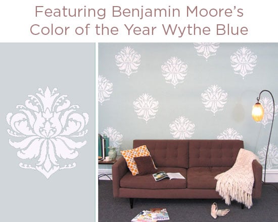 Gabi's brocade stencil featuring Benjamin Moore color of the year