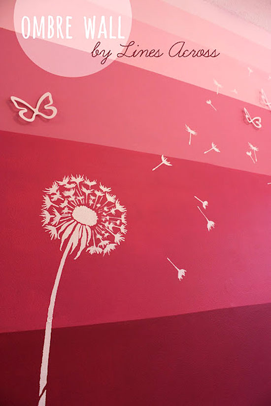 Dandelion Stencil Ombre Feature Wall