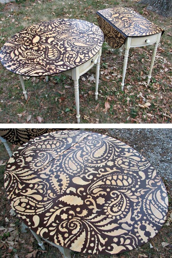 DIY Stenciled table for kitchen decor