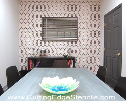 DIY stenciled feature wall with Entwined Stencil