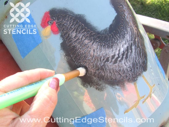 Stenciling Chicken Stencil Tutorial
