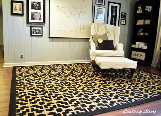 This Rug was stenciled with our Shipibo Allover Stencil