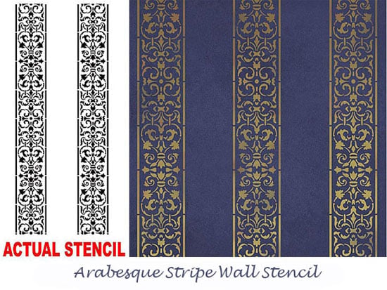 Arabesque Stripe Wall Stencil from Cutting Edge Stencils