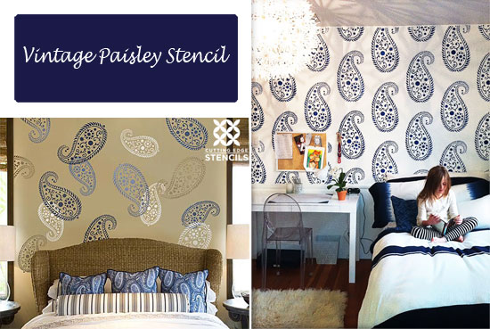 Stenciling with Cutting Edge Stencils' Vintage Paisley