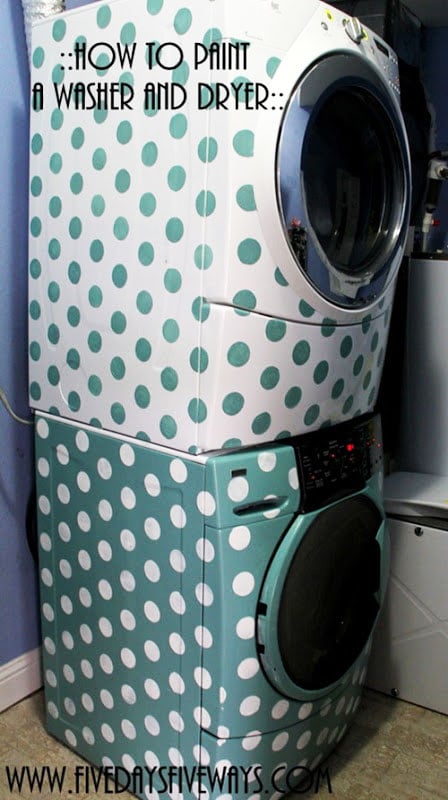 polka dot stenciled washer and dryer set