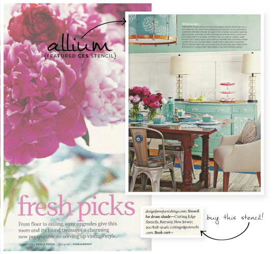 CEStencils' Allium Stencil was featured in DIY Mag's Spring 2013 issue