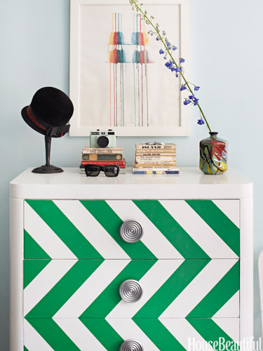 Chevron painted dresser using Emerald: Pantone's Color of the Year 2013