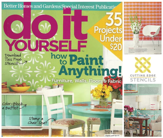 Cutting Edge Stencils was featured in DIY Mag's Spring 2013 issue!