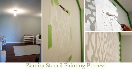 The easy process of painting a Zamira Stenciled wall