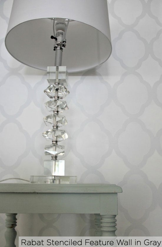 Stencil your feature wall with CEStencils' Rabat Allover in gray!