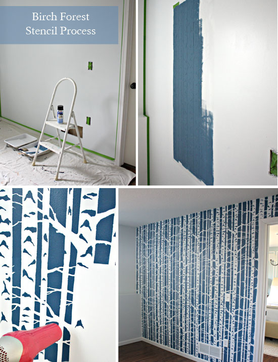 Painting a Birch Forest Stenciled room!