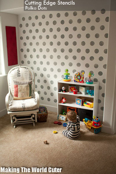 Polka Dot stencils painted in a boy's nursery