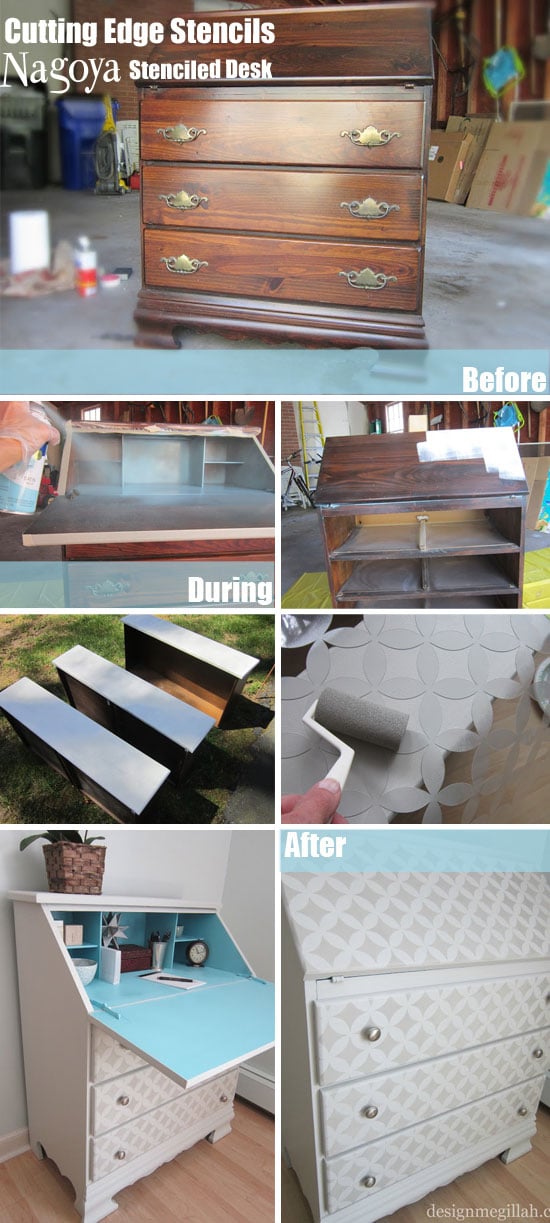 How-to stencil furniture using Nagoya Stencils from CEStencils