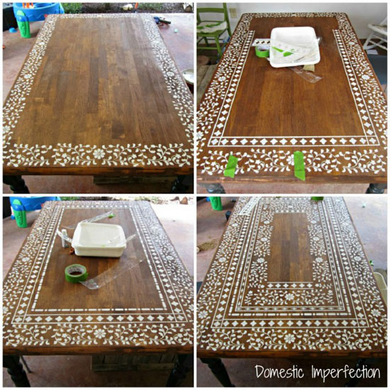 Stencil an intricate inlay design on your table tops with CEStencils' Indian Inlay pattern