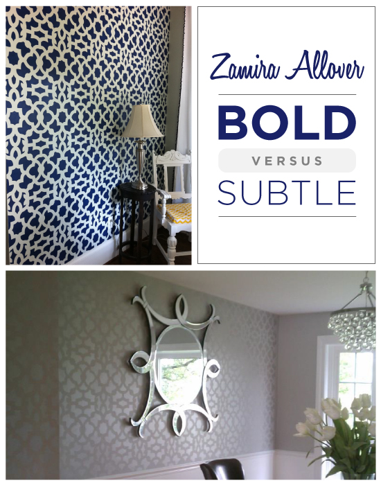 Which do you prefer: Bold or Subtle stenciled walls?!