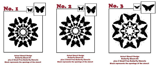 Cutting Edge Stencils Butterfly Blooms No. 1, 2 & 3