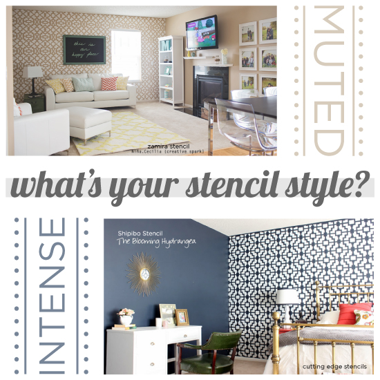 What's your stencil style? Soft and Muted or Intensely Bold. See how color can make a design difference.