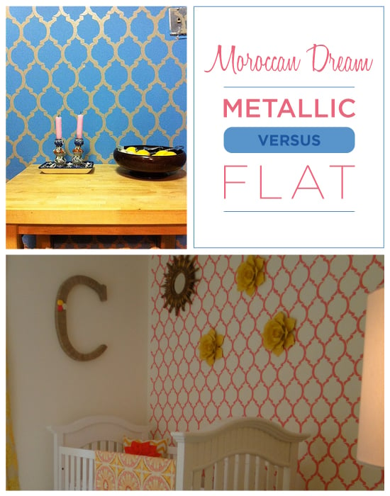 Which do you prefer: Metallic or Flat paint on your stenciled walls?!