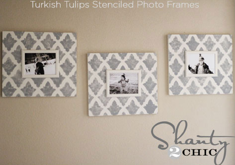 Turkish Tulips Stenciled photo frames with Cutting Edge Stencils