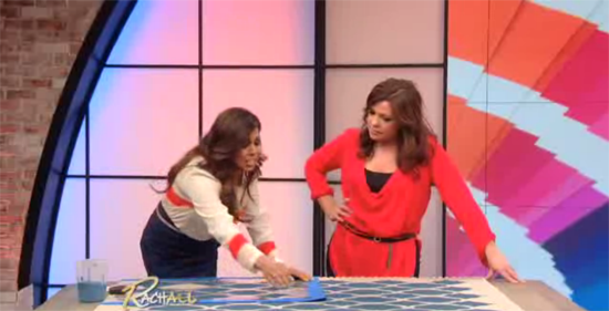 Taniya Nakay shows Rachael Ray how easy it is to stencil a Sisel Rug with the Rabat Craft Stencil from Cutting Edge Stencils.