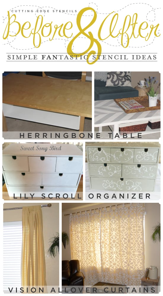 Simple and easy craft stencil ideas to spruce up your space created by the Cutting Edge Stencil fans.