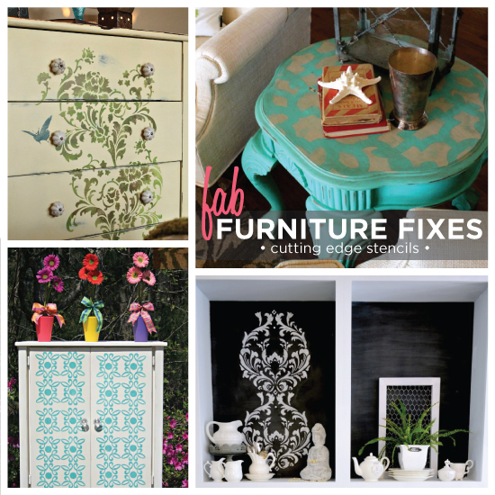 Four Furniture Stencil Projects using Cutting Edge Stencils www.cuttingedgestencils.com