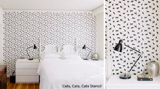 Love Cats? Love this stencil! Use Cats,Cats,Cats Stencil from Cutting Edge Stencils in your bedroom just like this! http://www.cuttingedgestencils.com/wall-stencil-cats.html