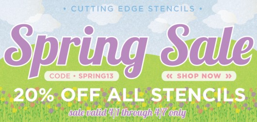 Stencil Sale! Take 20% off all stencils now through April 7th at Cutting Edge Stencils. www.cuttingedgestencils.com