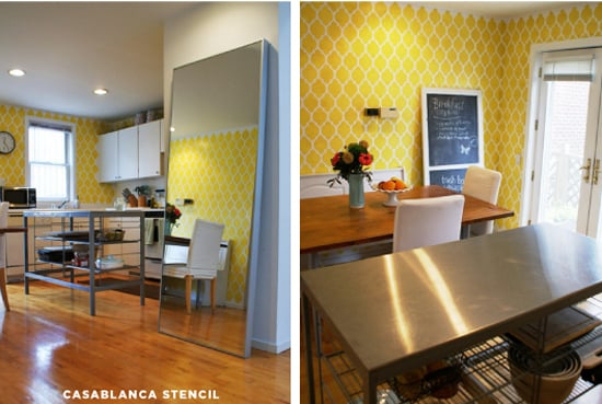 Bright and Cheery! Love the Casablanca stencil from Cutting Edge Stencils in the kitchen. http://www.cuttingedgestencils.com/allover-stencils.html