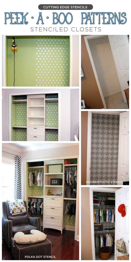 Stencil a Closet! Add some patterned fun to the interior of your closet with Cutting Edge Stencils! www.cuttingedgestencils.com