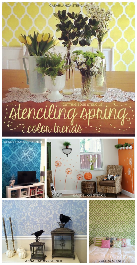 Stenciling Spring Color Trends with Cutting Edge Stencils! www.cuttingedgestencils.com