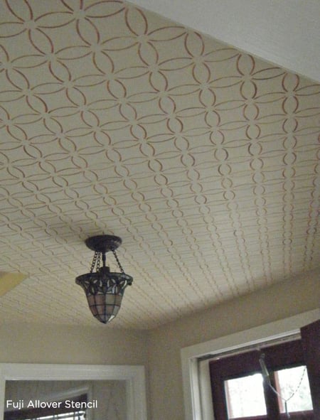 Add a geometic stencil design to your ceiling using the Fuji Stencil from Cutting Edge Stencils! http://www.cuttingedgestencils.com/stencil-wall-stencils-fuji.html