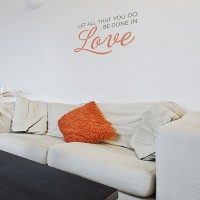Stencil a wall phrase like Let All Be Done In the Name of Love to personalize your space! http://www.cuttingedgestencils.com/wall-quote-stencil-in-love.html