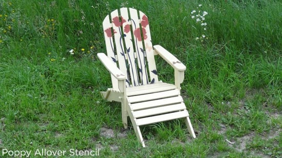 Paint the Poppy Allover Stencil on an adirondack lawn chair to give it some Summer style! http://www.cuttingedgestencils.com/flower-stencils-poppy.html