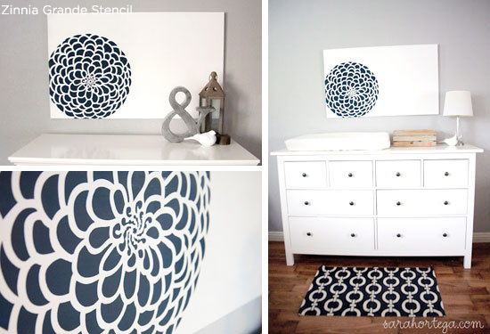 The Zinnia Grande Wall stencil is the perfect way to see if you like having the floral look in your home! http://www.cuttingedgestencils.com/flower-stencil-zinnia-wall.html