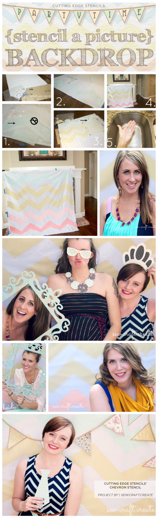 Use stencils to create a fun photogrpahy backdrop for your next party! www.cuttingedgestencils.com