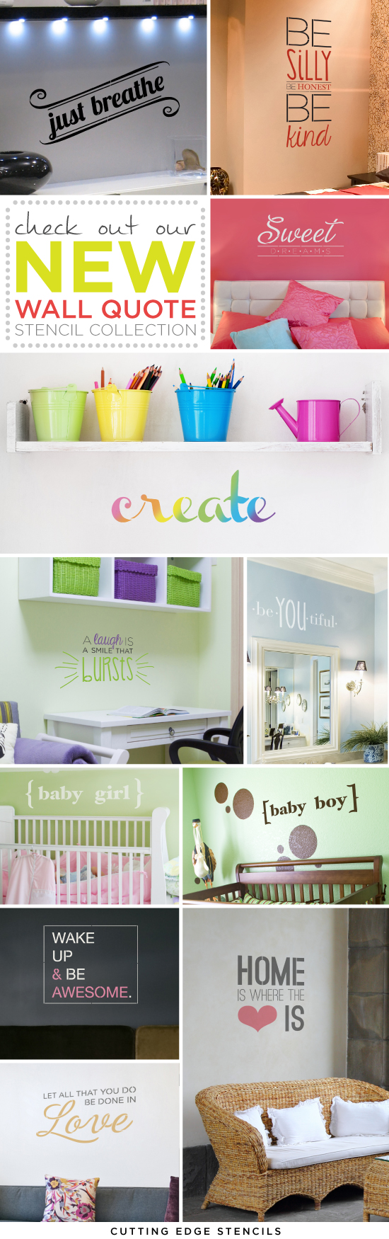 Stencil with a Wall Quote from Cutting Edge Stencils to personalize your space and make a statement! http://www.cuttingedgestencils.com/wall-quotes-stencils-quotes-for-walls.html
