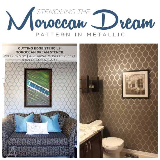 Use the Moroccan Dream Stencil in metallic paint colors give it an extra special flair! http://www.cuttingedgestencils.com/moroccan-stencil-design.html