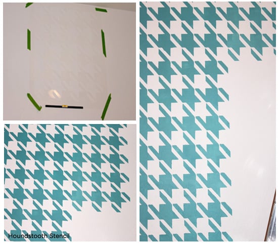 Stenciling the Houndstooth Stencil by Cutting Edge Stencils in a fun blue pattern for a kids bedroom. http://www.cuttingedgestencils.com/wall_stencil_houndstooth.html