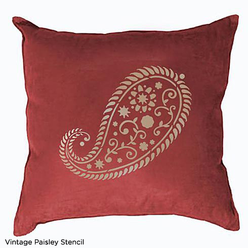 Use the Vintage Paisley Stencil on the throw pillow in your home!  http://www.cuttingedgestencils.com/paisley-stencil-vintage.html