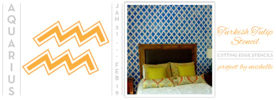 The Turkish Tulip Stencil makes for a stunning feature wall in this bedroom! http://www.cuttingedgestencils.com/moroccan-stencil-tulip.html