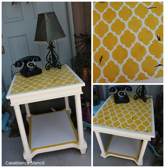 Upcycle an old table using the Casablanca Stencil from Cutting Edge Stencils! http://www.cuttingedgestencils.com/allover-stencils.html