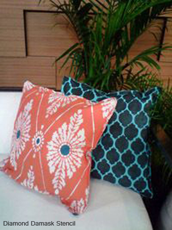 Create your own throw pillow using the Diamond Damask Stencil! http://www.cuttingedgestencils.com/damask-stencil-pattern.html#desc