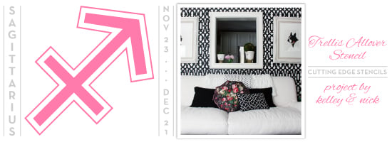 Love intricate pattern of the Trellis Allover Stencil in these high contrast colors! http://www.cuttingedgestencils.com/allover-stencil.html