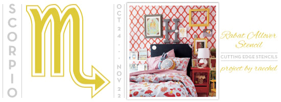 Use the Rabat Stencil in bold red and pink hues for a girls room! http://www.cuttingedgestencils.com/moroccan-stencil-pattern-3.html